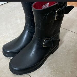 Sperry Top-Sider Falcon Quilted Rain Boots Lined rubber Boots with Buckle Size 7